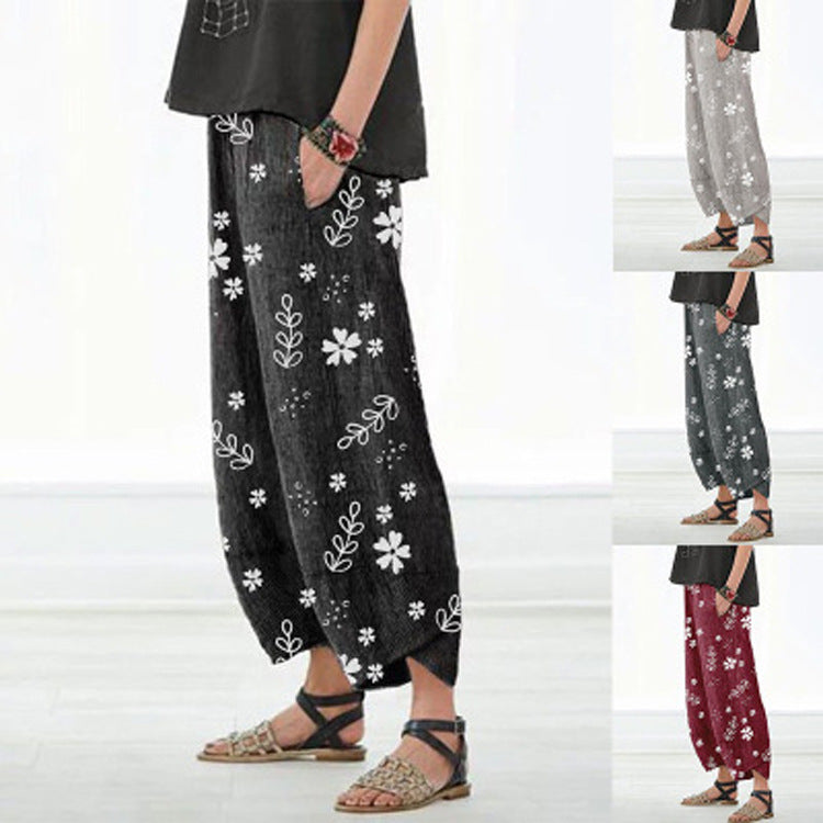 Floral Cotton Wide-Leg Pants by Lidia Sek