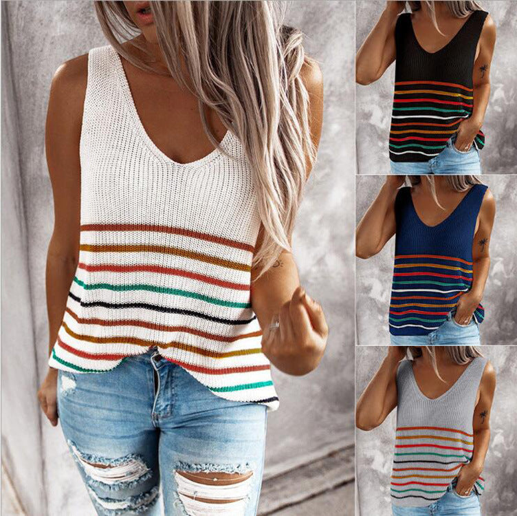 Multicolor Striped Knit Vest by Lidia Sek