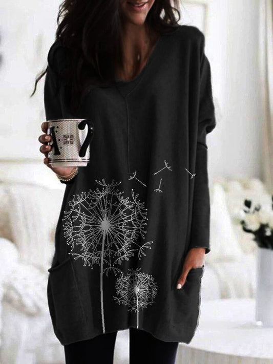 Bluzka Lidia Sek z długim rękawem i nadrukiem dmuchawca