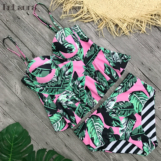 Kwiatowe bikini z wysokim stanem Lidia Sek Swimwear
