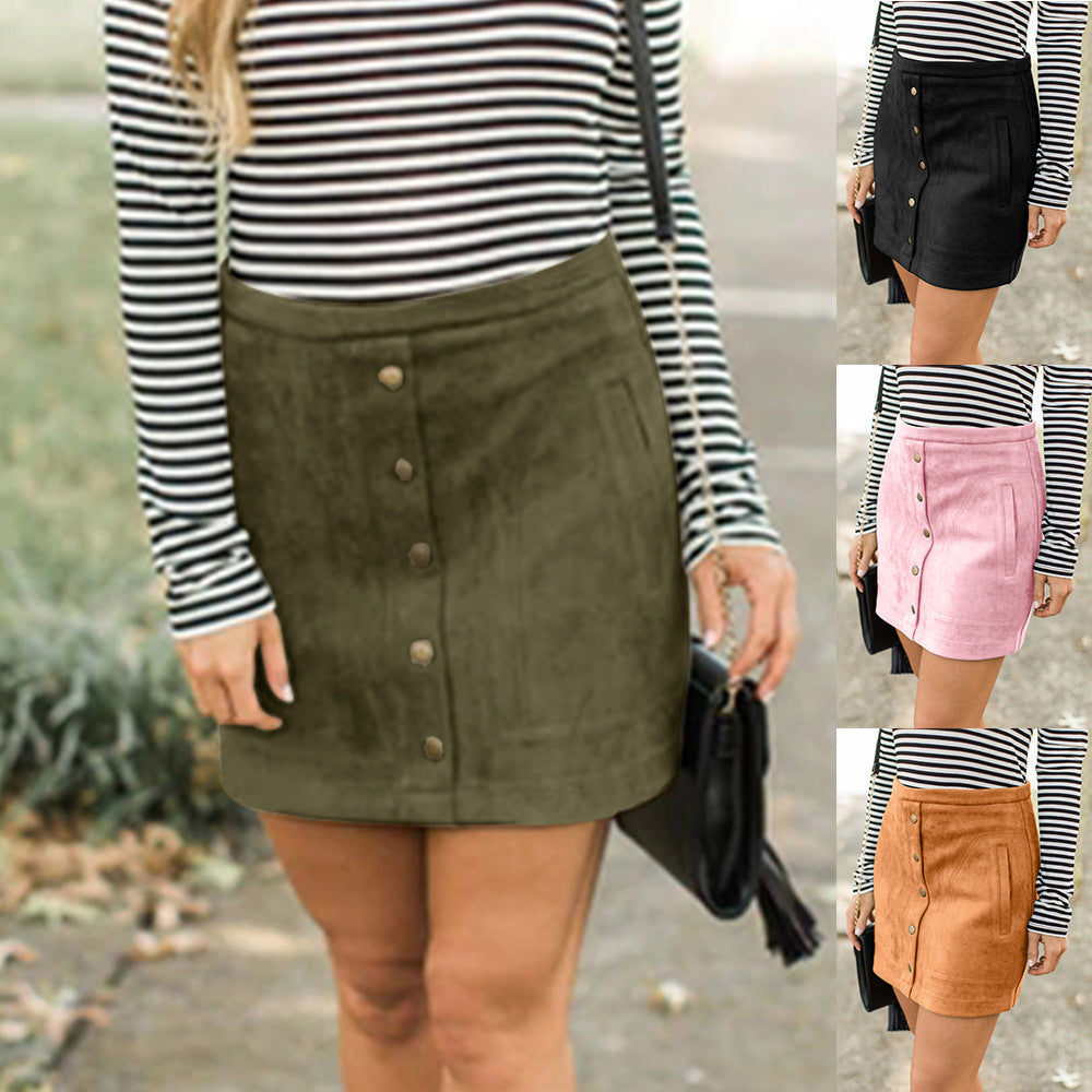 Chic Suede Button Skirt by Lidia Sek