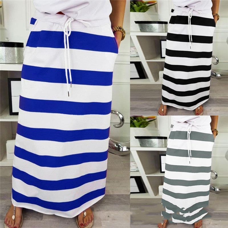 Striped Cotton A-Line Skirt by Lidia Sek