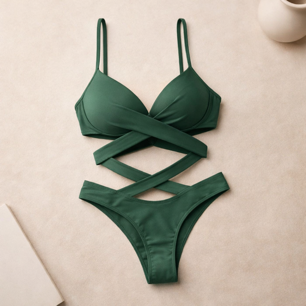 Elegancki komplet bikini Lidia Sek z blokami kolorów i paskami