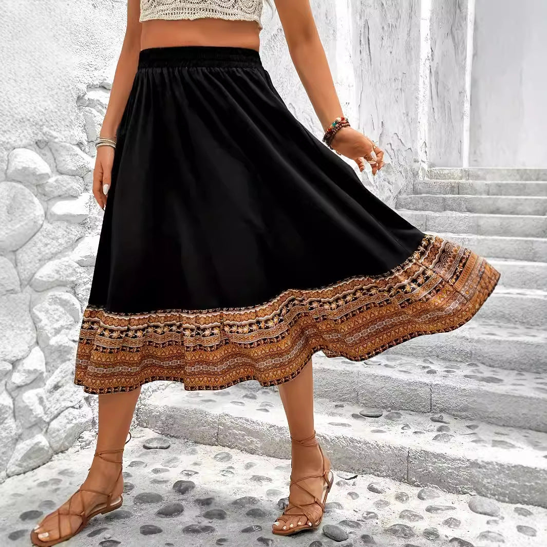 Spódnica maxi w stylu boho w kształcie litery A od Lidia Sek