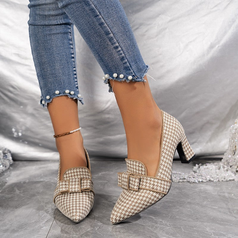 Eleganckie buty na obcasie Lidia Sek w pepitkę na co dzień