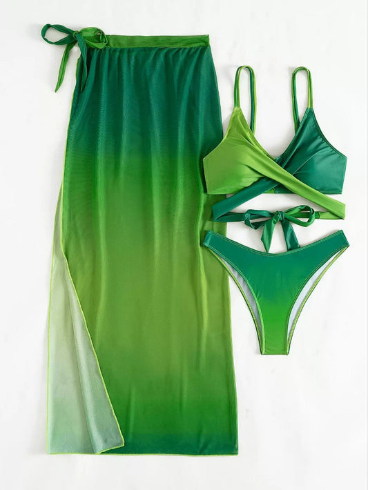 Zielony gradient Lidia Sek Bikini trzyczęściowy komplet