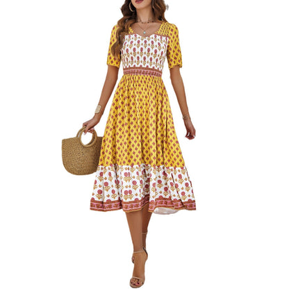 Sukienka midi Lidia Sek z nadrukiem w stylu boho na lato