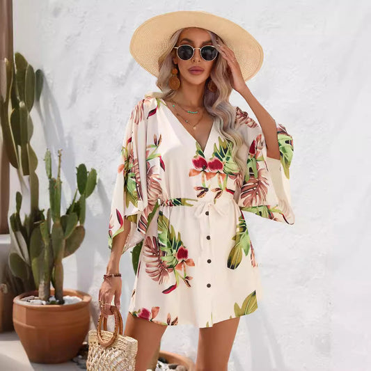 Leaf Print Summer Dress by Lidia Sek