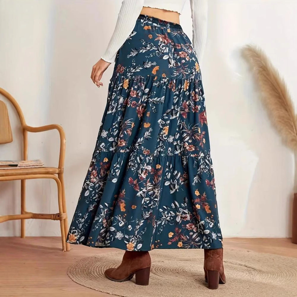 Bohemian Floral Lidia Sek Midi Skirt