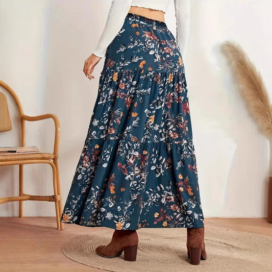 Bohemian Floral Lidia Sek Midi Skirt