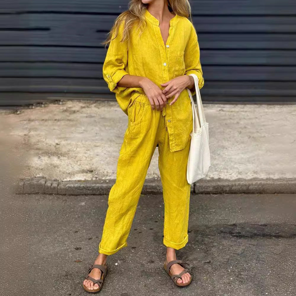 Chic Cotton Linen Set Lidia Sek High Waist Trousers