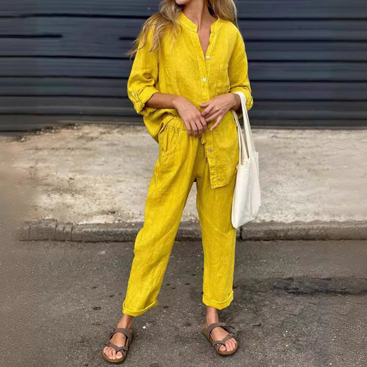 Chic Cotton Linen Set Lidia Sek High Waist Trousers