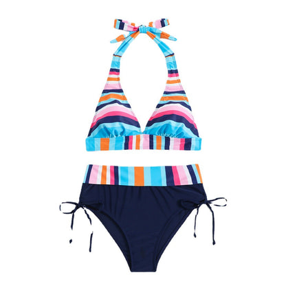 Bikini w paski z wysokim stanem marki Lidia Sek