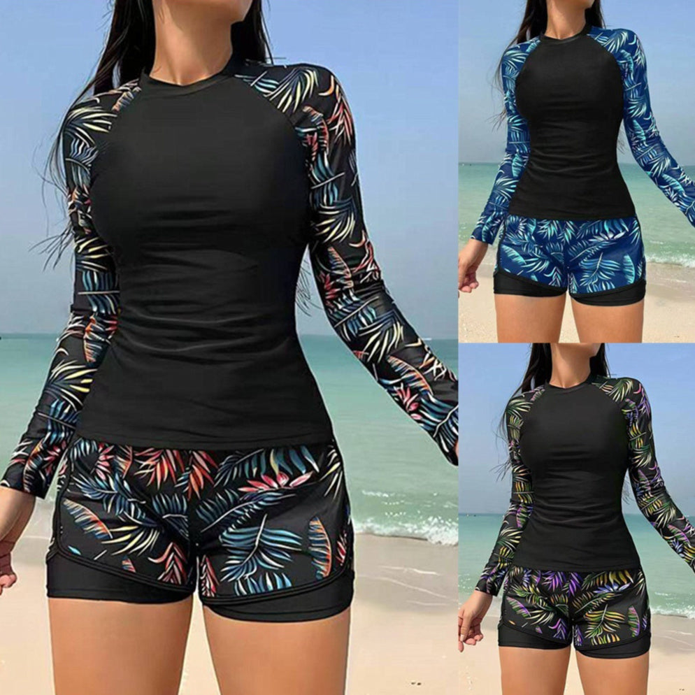 Leaf Print Lidia Sek Long Sleeve Tankini Set