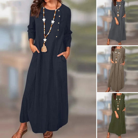 Vintage Linen Long Sleeve Dress by Lidia Sek