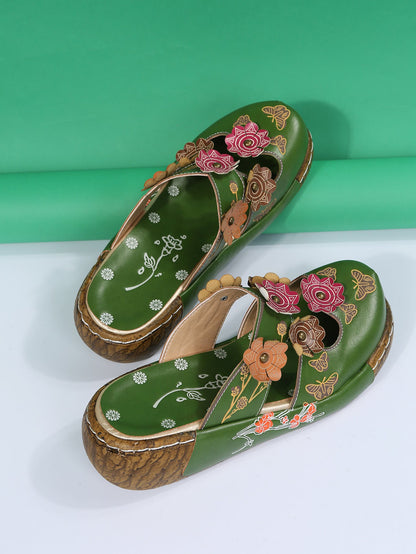 Sandały Lidia Sek z okrągłym noskiem w stylu boho floral