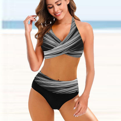 Bikini w paski z wysokim stanem i barwieniem tie-dye od Lidia Sek