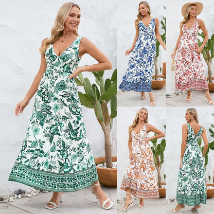 Floral V-Neck Maxi Dress by Lidia Sek