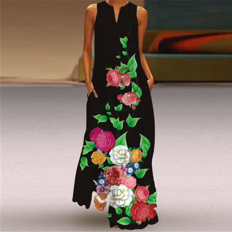 Floral Print Lidia Sek Sleeveless Maxi Dress