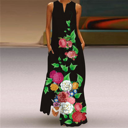 Floral Print Lidia Sek Sleeveless Maxi Dress