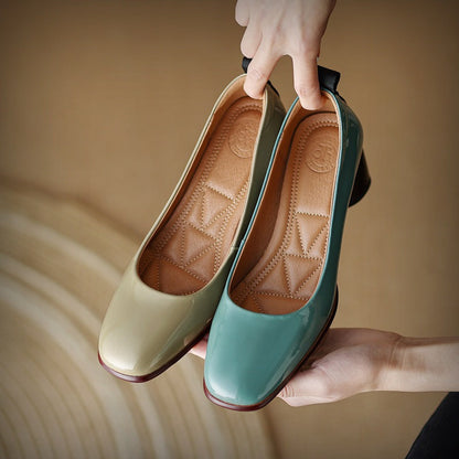 Elegant Leather Chunky Heels by Lidia Sek