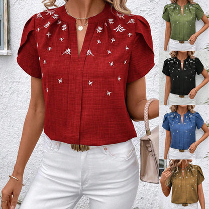 Chic Printed Blouse Lidia Sek Shoulder Pleat Top