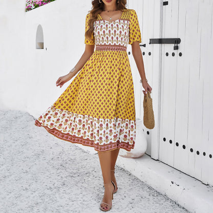 Sukienka midi Lidia Sek z nadrukiem w stylu boho na lato