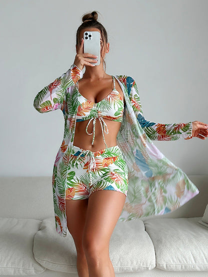 Trzyczęściowy komplet bikini Lidia Sek z wyrazistym nadrukiem