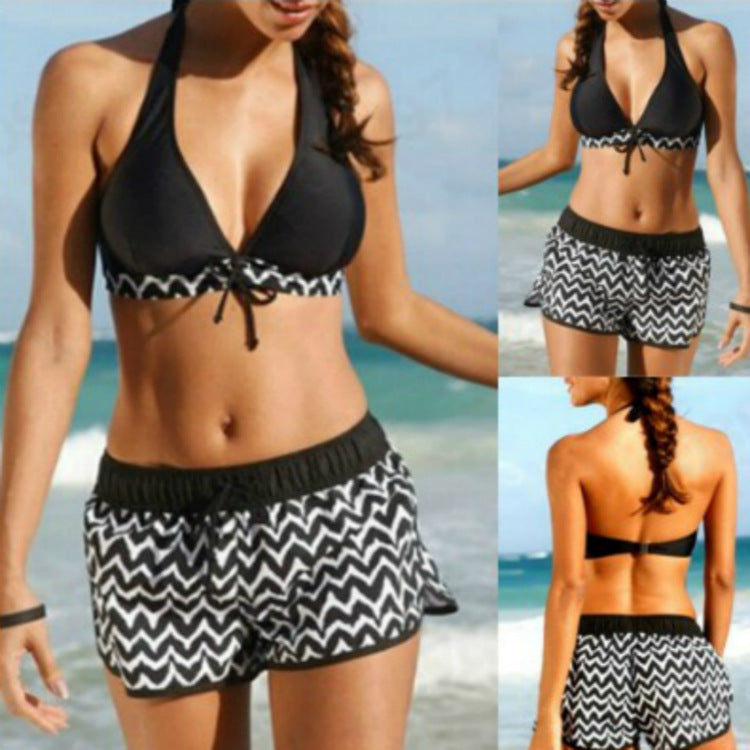 Elegancki komplet bikini Lidia Sek w zygzaki z szortami