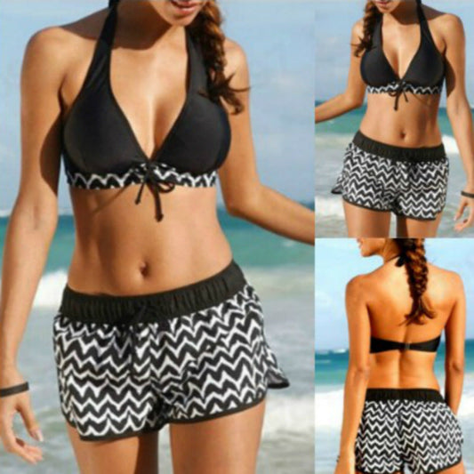 Elegancki komplet bikini Lidia Sek w zygzaki z szortami