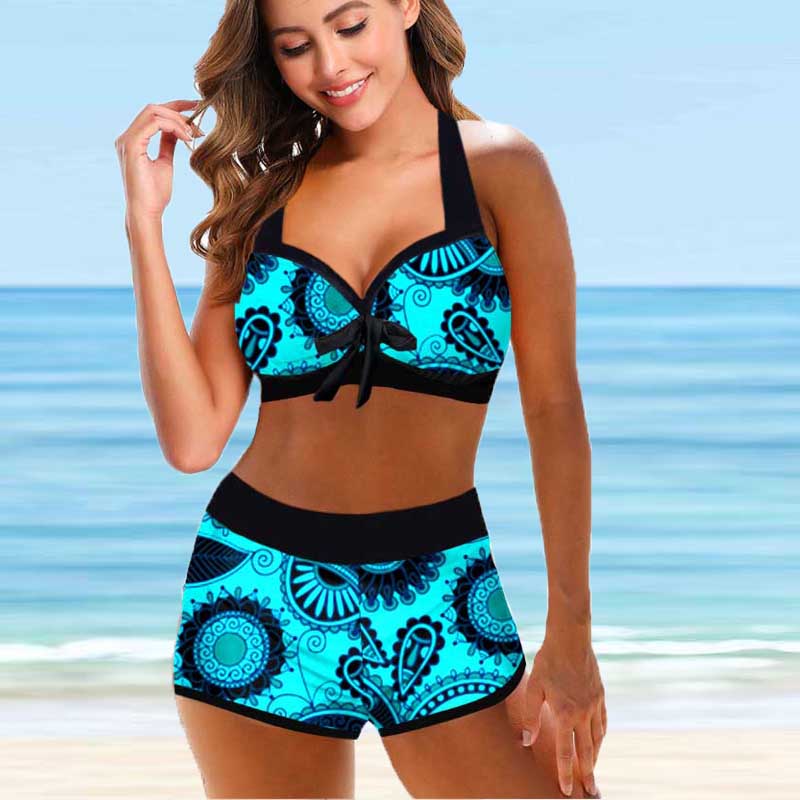 Bikini z wysokim stanem w kwiaty marki Lidia Sek