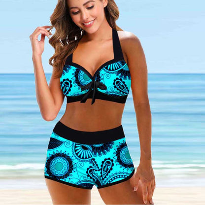 Bikini z wysokim stanem w kwiaty marki Lidia Sek