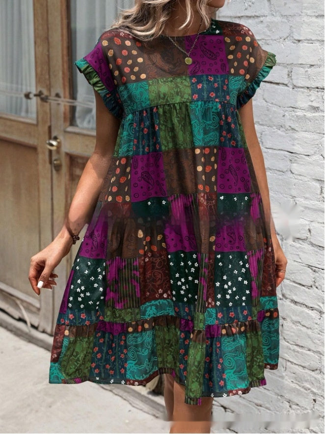 Sukienka midi Lidia Sek w stylu boho patchworkowym na lato