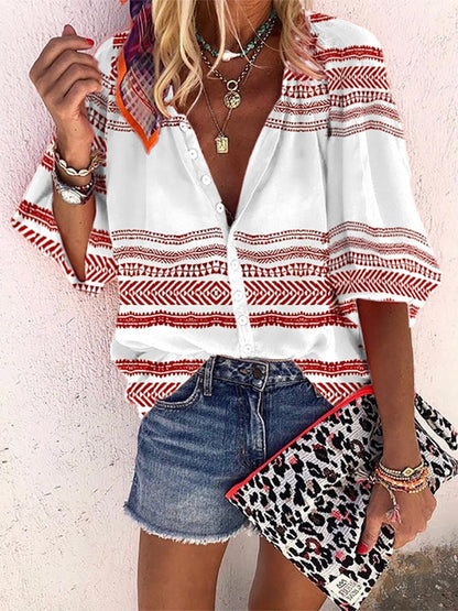 Bluzka Lidia Sek z guzikami w paski w stylu boho