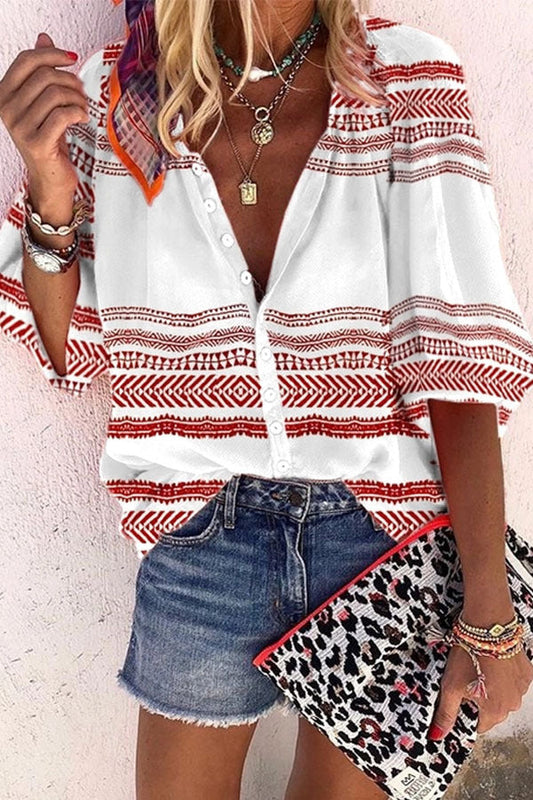 Bluzka Lidia Sek z guzikami w paski w stylu boho