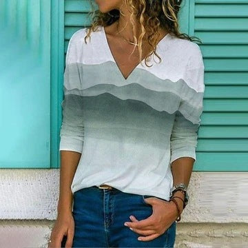 Gradient Landscape Lidia Sek Slim Long Sleeve Top