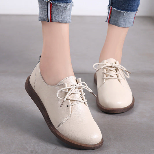 Retro Comfortable Lidia Sek Leather Lace-Up Shoes