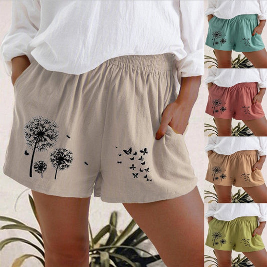 Dandelion Print High Waist Shorts Lidia Sek