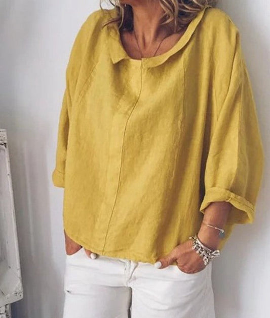 Chic Linen Lapel Blouse by Lidia Sek