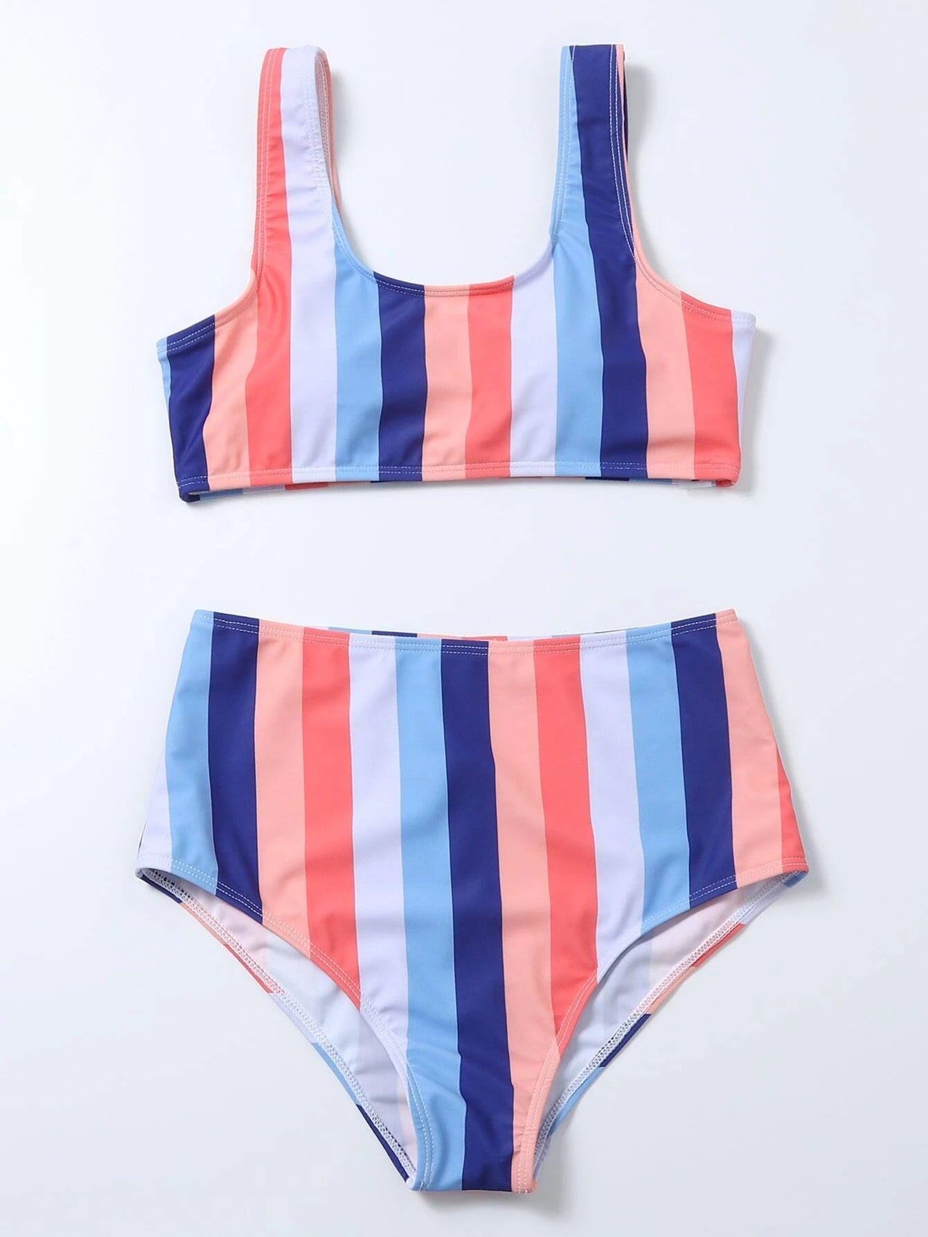 Żywe, pasiaste bikini z wysokim stanem marki Lidia Sek