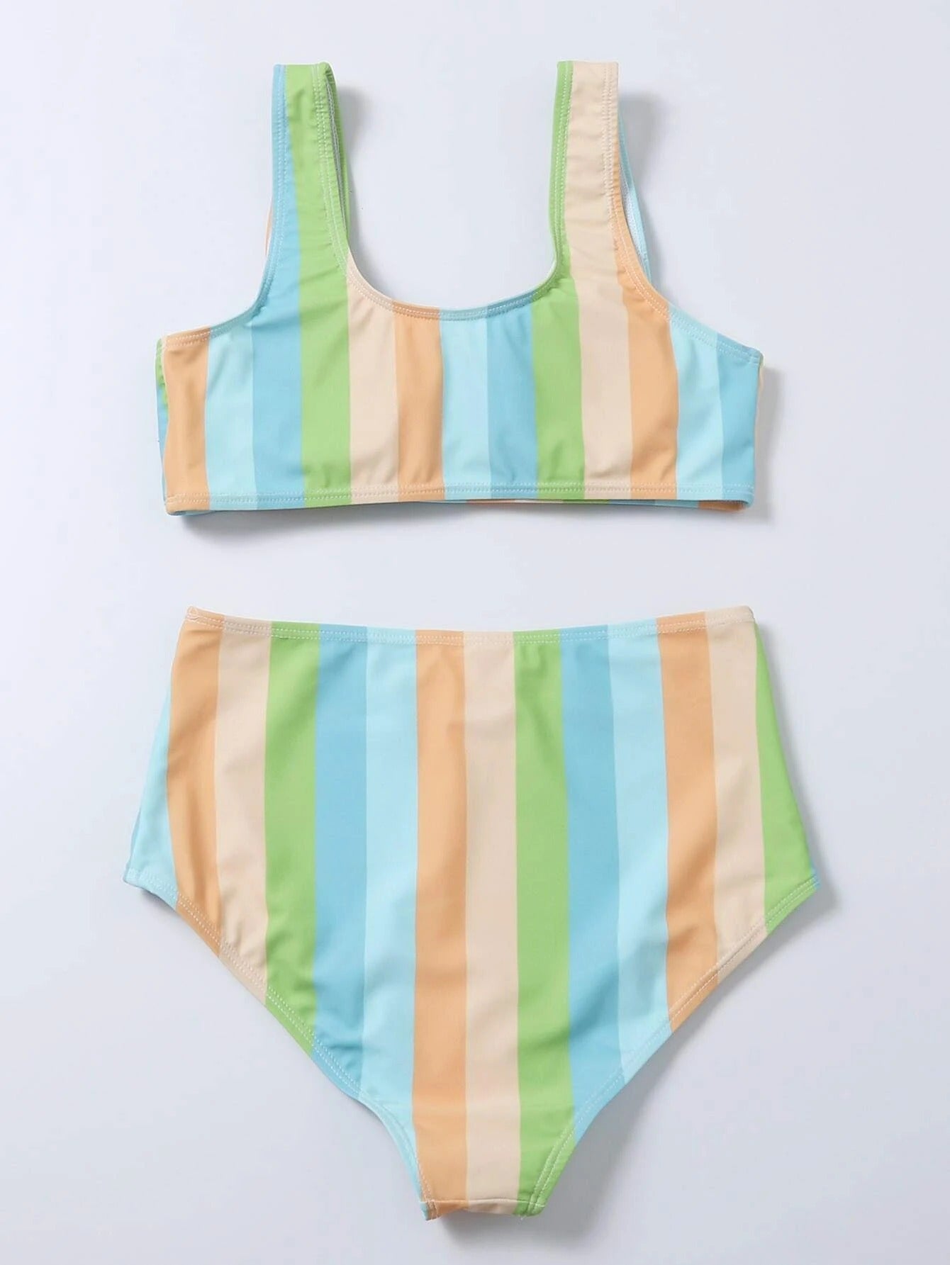 Żywe, pasiaste bikini z wysokim stanem marki Lidia Sek