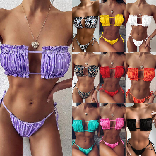 Multicolor Pleated Bikini by Lidia Sek