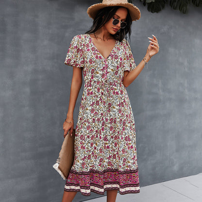 Żywa sukienka boho w kwiaty od Lidia Sek