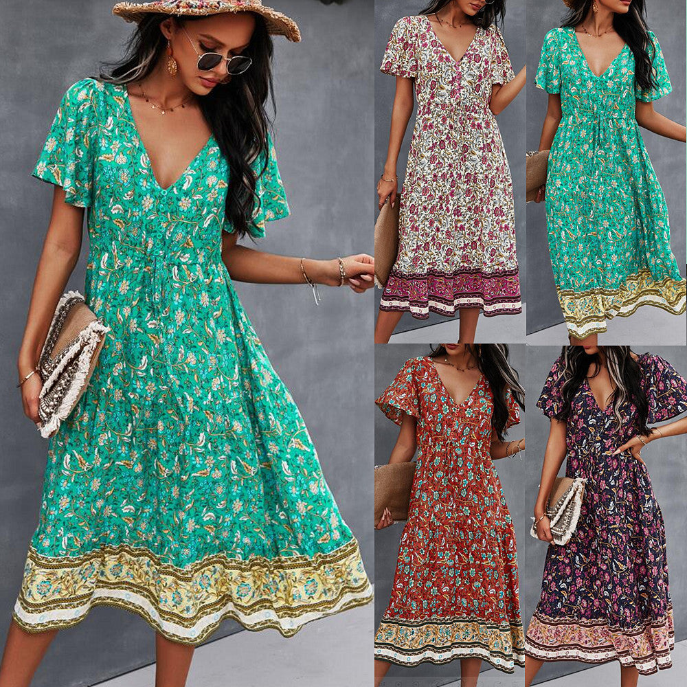 Vibrant Boho Floral Dress by Lidia Sek