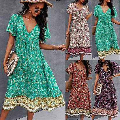 Vibrant Boho Floral Dress by Lidia Sek
