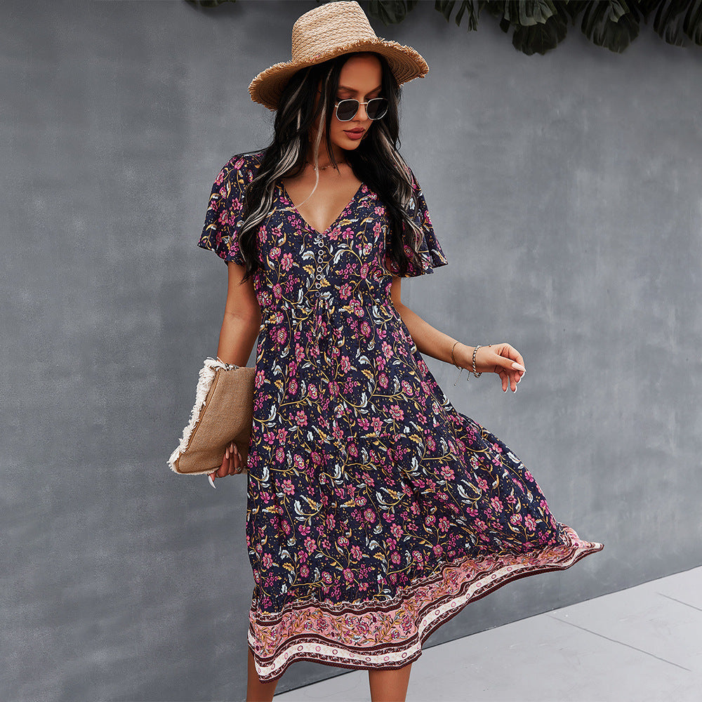 Żywa sukienka boho w kwiaty od Lidia Sek
