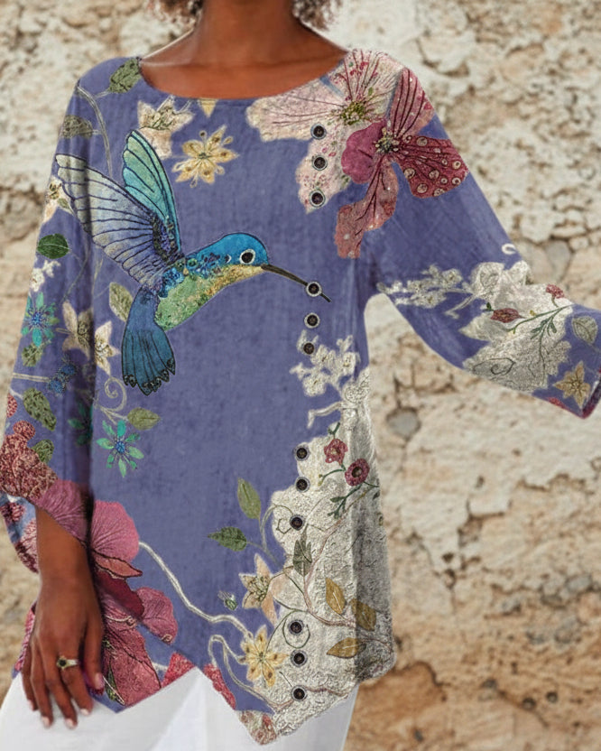Floral Print Irregular Top by Lidia Sek