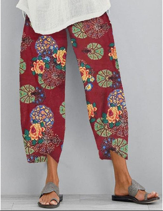 Spodnie z elastycznym pasem w stylu boho od Lidia Sek