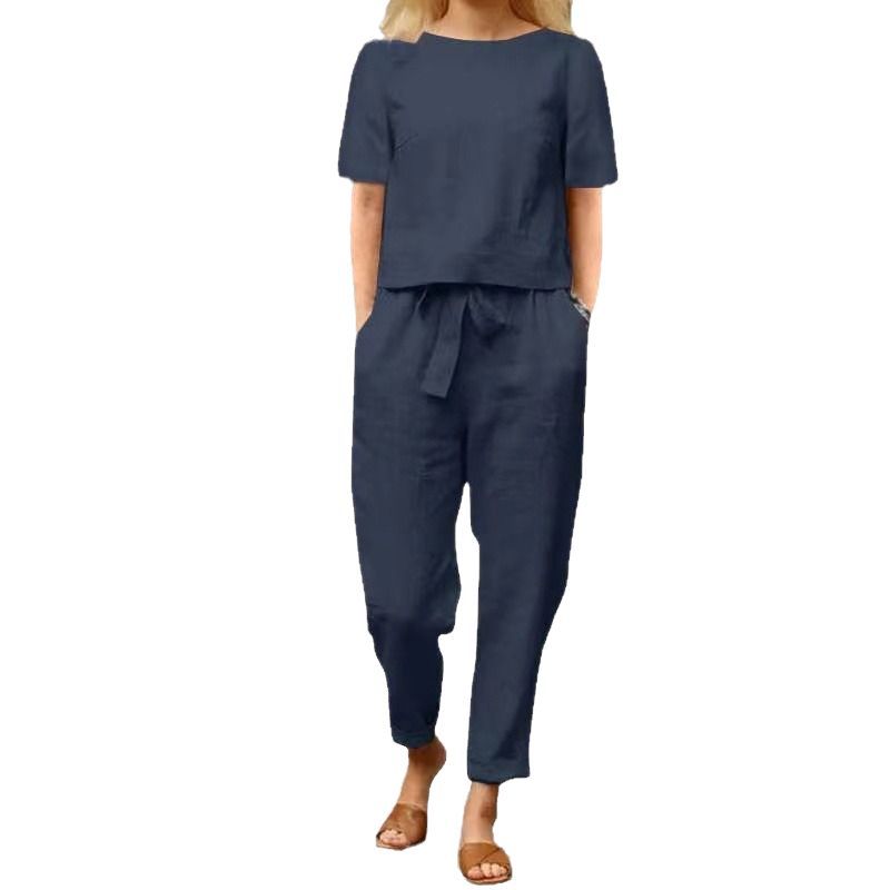 Komplet lniany Vintage marki Lidia Sek – letni strój Capri