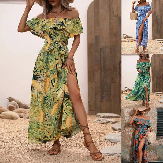 Elegant Lidia Sek Ruffled Floral Maxi Dress